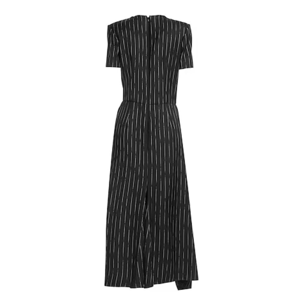 Alexander McQueen Broken Pinstripe Black & Ivory High Low Dress sz 42 or US 6 NW - Picture 3 of 11